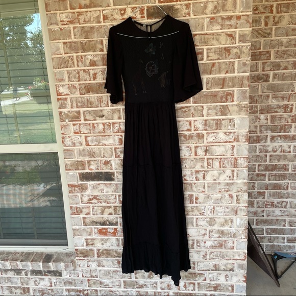 Zara Basic Rare Embroidered Animal Mesh Back Maxi - Picture 6 of 16